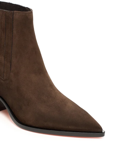 Велурени боти с ток Santoni — снимка 5