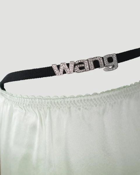 Crystal Thong Pant in Green Silk Charmeuse — снимка 3