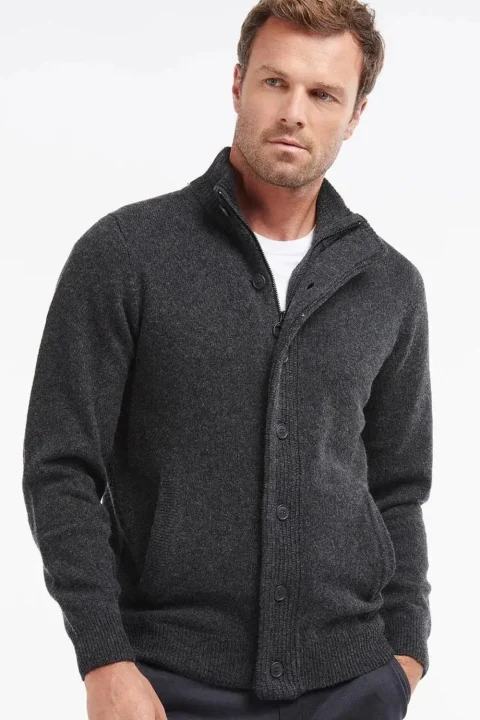 Жилетка Essential Patch Zip Through Knitted Jumper MKN0731 ch51 charcoal — снимка 2