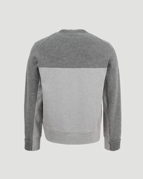 Bi-Material Sweater in Grey — снимка 2