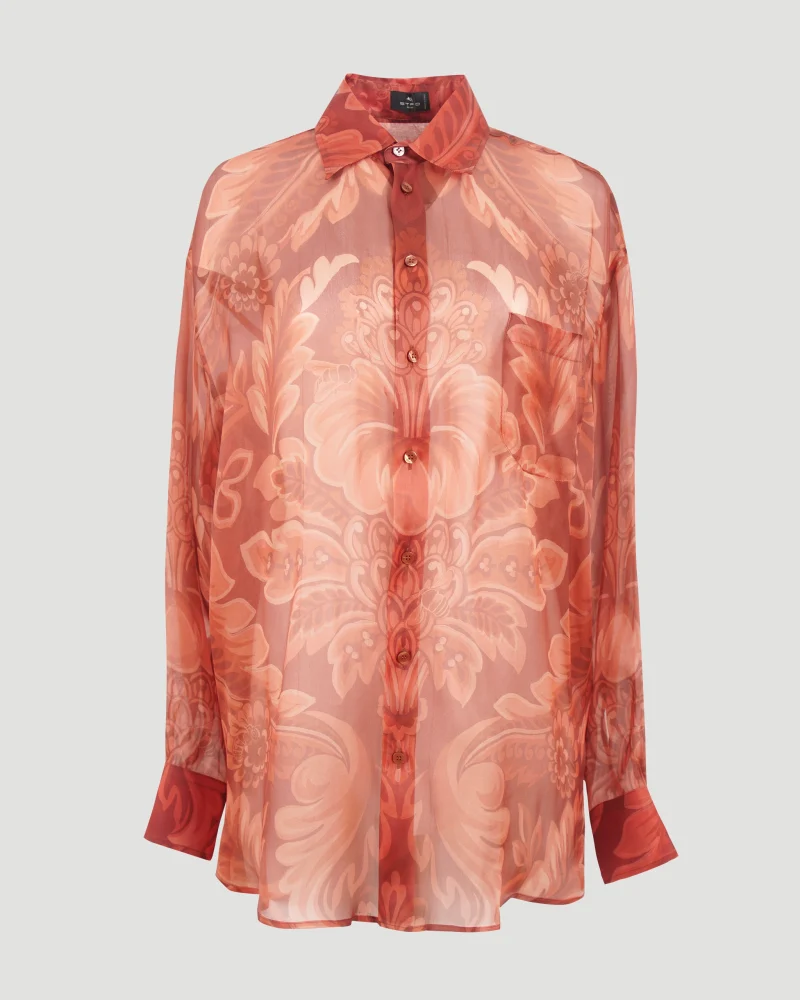Printed Silk Shirt in Orange