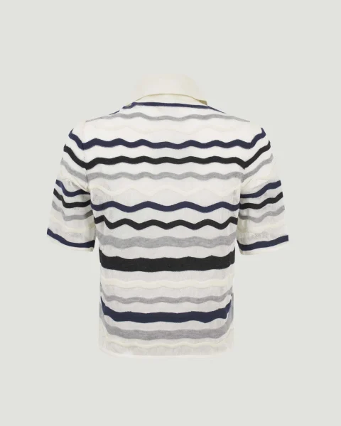 Wavy-Knit Cotton-Blend Polo — снимка 3