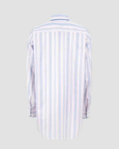 Striped Cotton Shirt in Blue — снимка 3