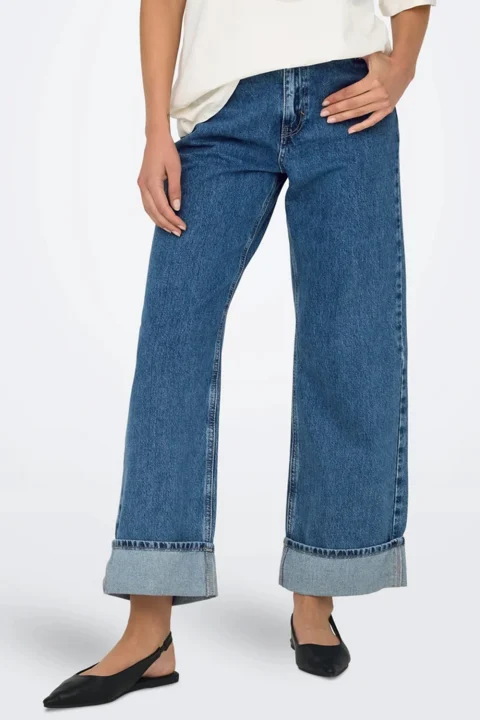 Jeans Onlhope Hw Wide Fold UpCro916 15325823 BS000065 medium blue denim — снимка 2