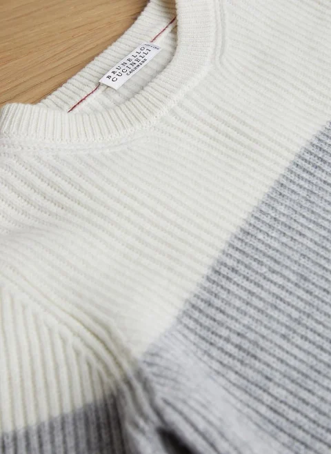 Кашмирен пуловер с райе Brunello Cucinelli Kids — снимка 2