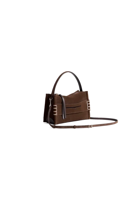 Small Loafer Bag in Brown Suede — снимка 3