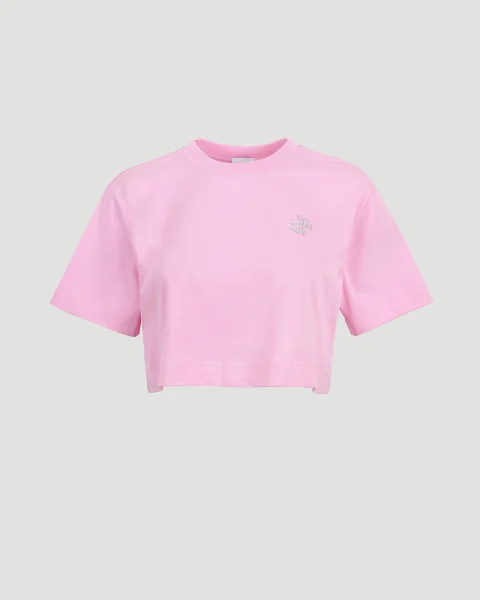 Embellished Cropped T-Shirt in Pink