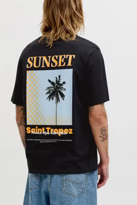 T-Shirt Jjcity Photoprint Ss Crew Neck 12288353 C-N10 black — снимка 2
