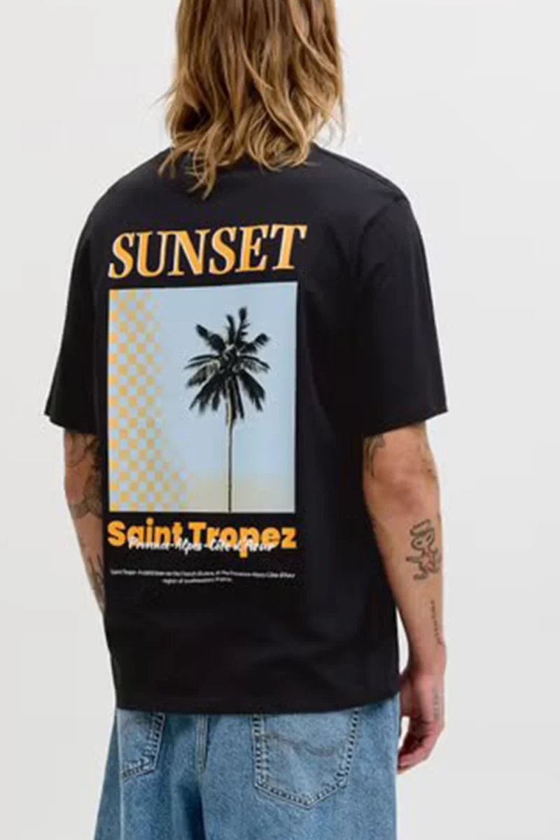 T-Shirt Jjcity Photoprint Ss Crew Neck 12288353 C-N10 black — снимка 2