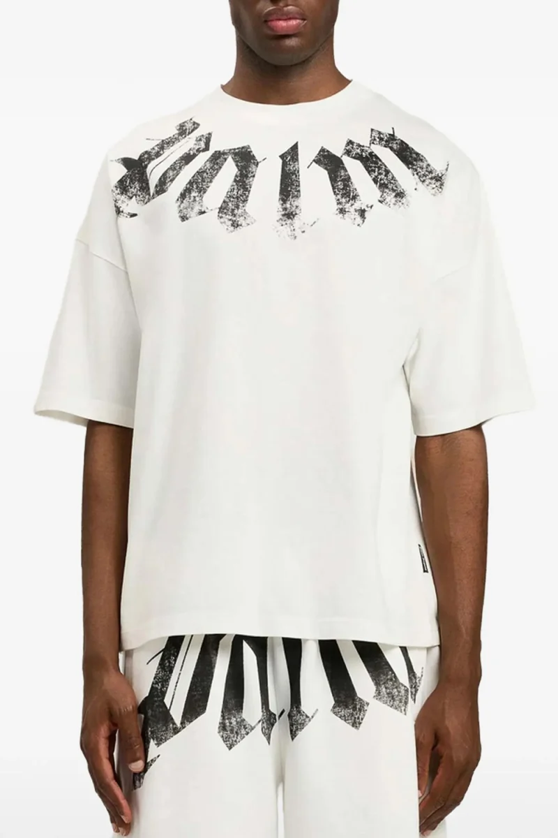 T-Shirt Big Neck Logo Loose PAMAA003JR001-0310 off white-black — снимка 2