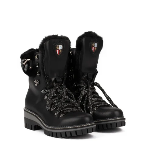 Дамски черни боти с вълна New Italia Shoes — снимка 7