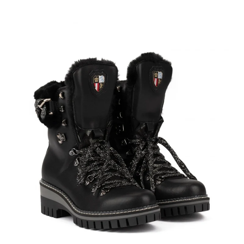Дамски черни боти с вълна New Italia Shoes — снимка 7