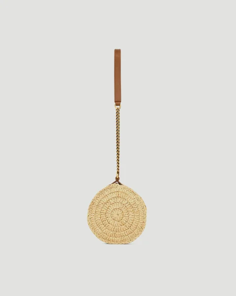Cassandre Small Cylindric Bag in Raffia and Vegetable-Tanned Leather — снимка 4
