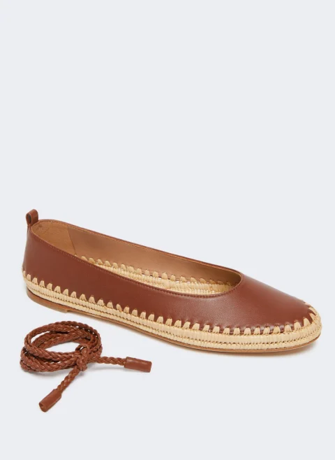 Кожени балеринки с плетени детайли Max Mara Mxastallo — снимка 5
