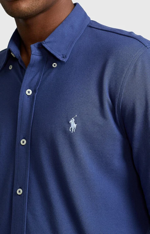 Памучна риза в тъмносин цвят — снимка 4