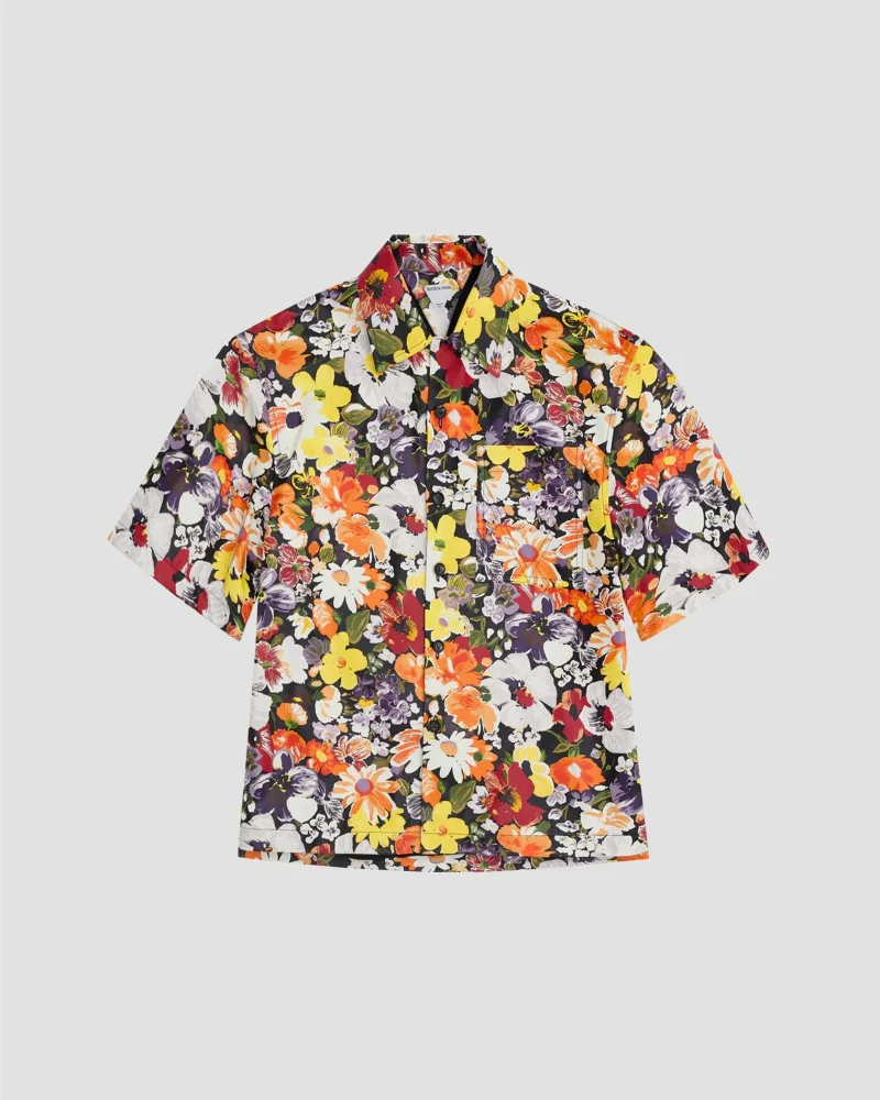 Floral Printed Leather Shirt