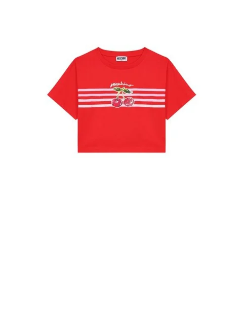 Тишърт с `Cherry` принт Moschino Kids — снимка 4