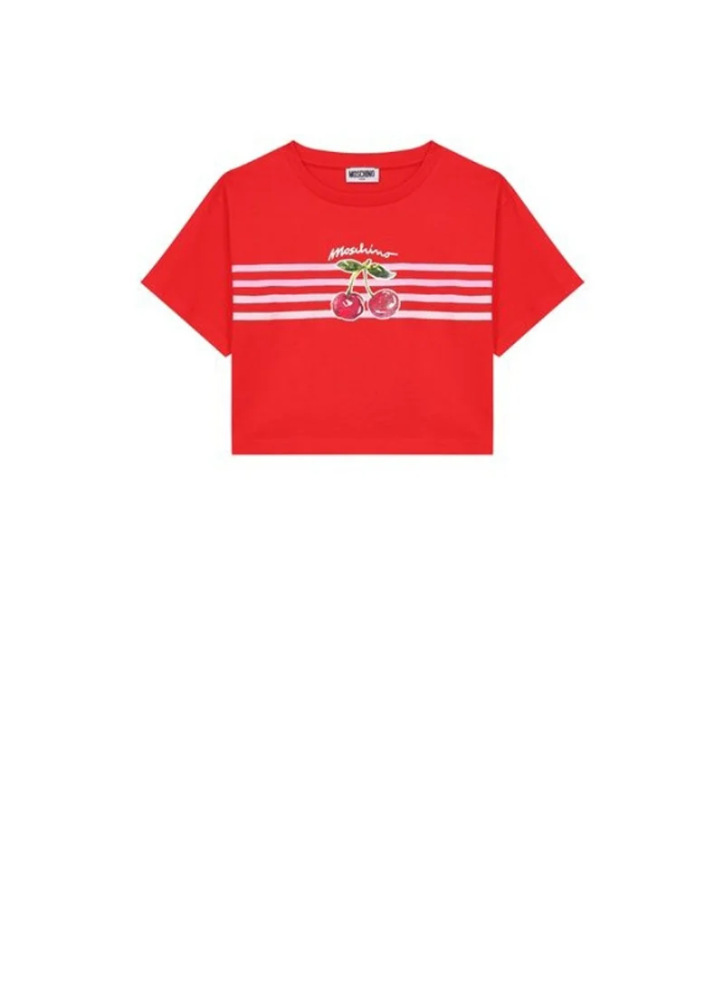 Тишърт с `Cherry` принт Moschino Kids — снимка 4