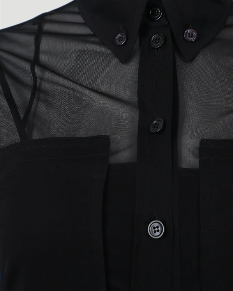 Cut-Out Detail Sheer Jersey Shirt Dress — снимка 3