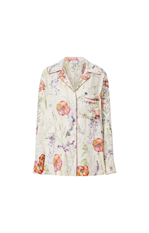 Cream Shirt with Floral Motif