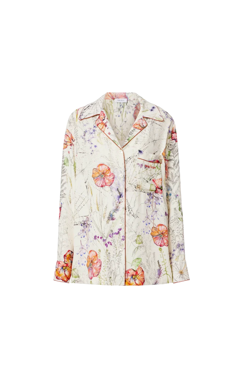 Cream Shirt with Floral Motif
