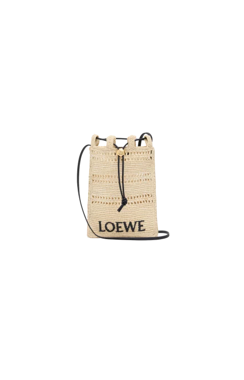 Drawstring Pocket in Raffia