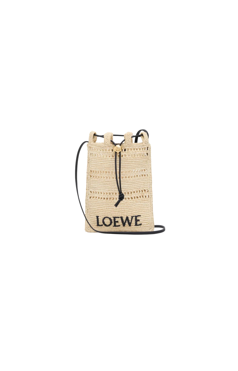 Drawstring Pocket in Raffia