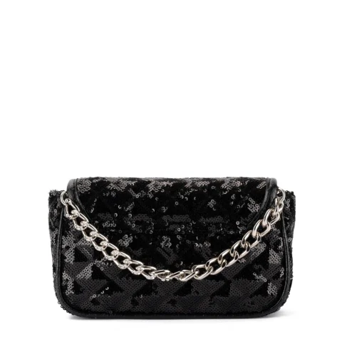 Дамска черна чанта с пайети Agnes Sequin Ermanno Firenze — снимка 6