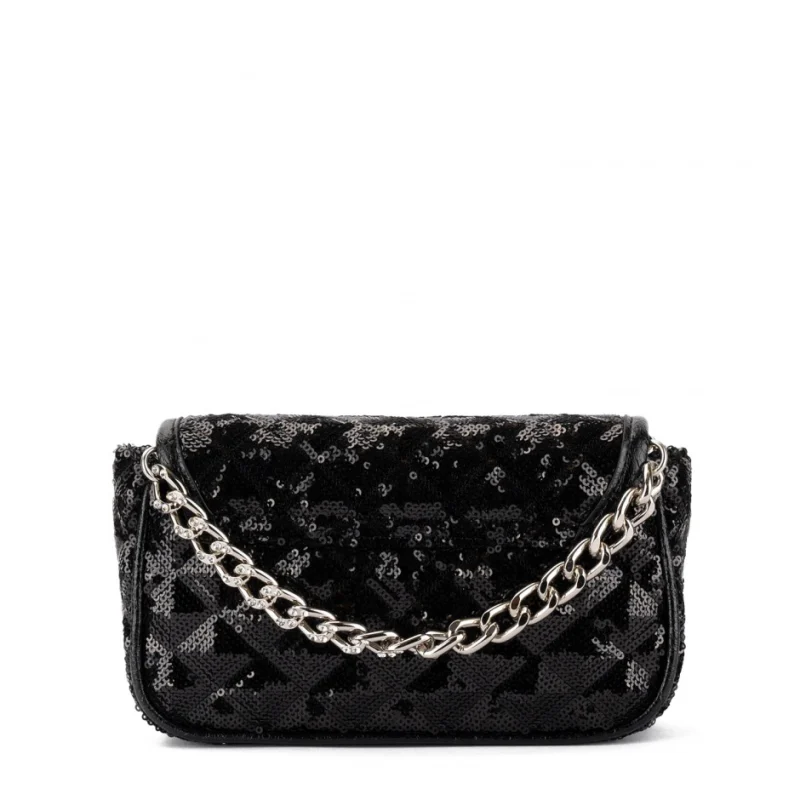 Дамска черна чанта с пайети Agnes Sequin Ermanno Firenze — снимка 6