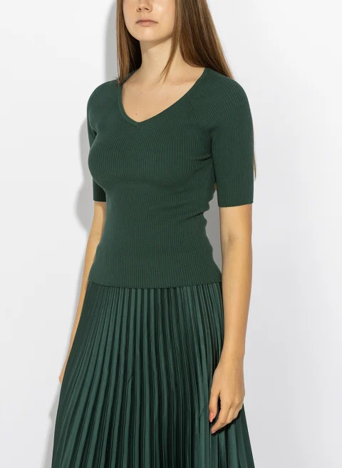 Втален тишърт от фино плетиво Weekend Max Mara Wkdtenente — снимка 4