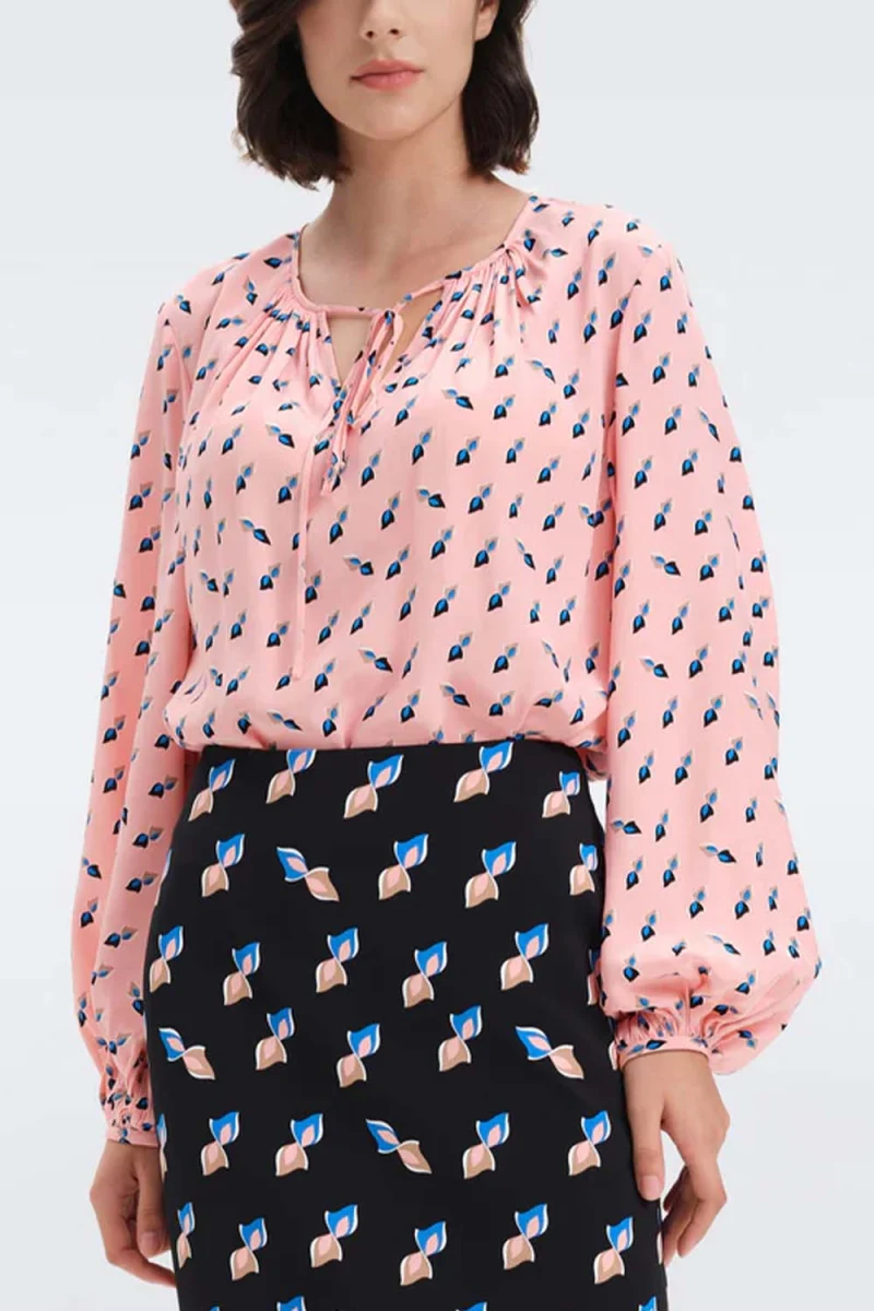 Блуза Dvf New Freddie Blouse DVFBL1R003TSGSP twisted geo soft pink — снимка 2