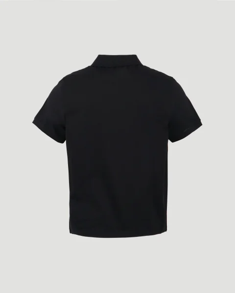 Monogram Polo Shirt in Black Cotton Piqué — снимка 2