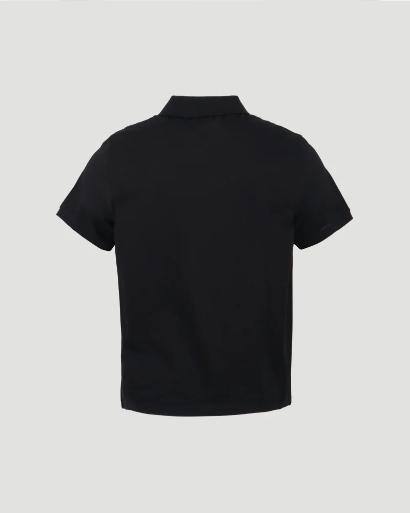 Monogram Polo Shirt in Black Cotton Piqué — снимка 2