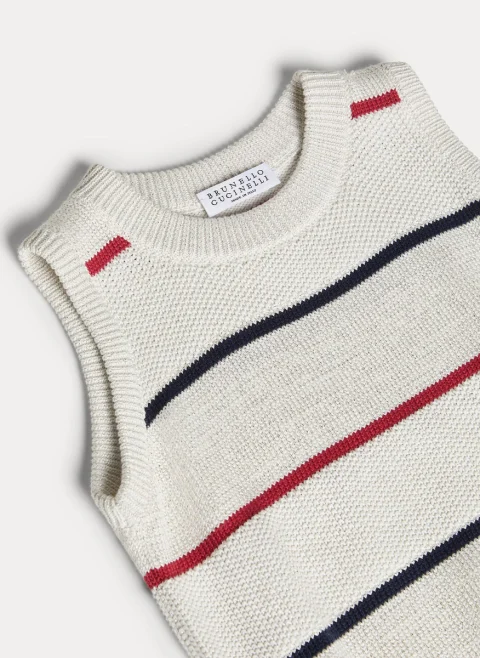 Раиран пуловер без ръкав Brunello Cucinelli Kids 4-6 — снимка 3
