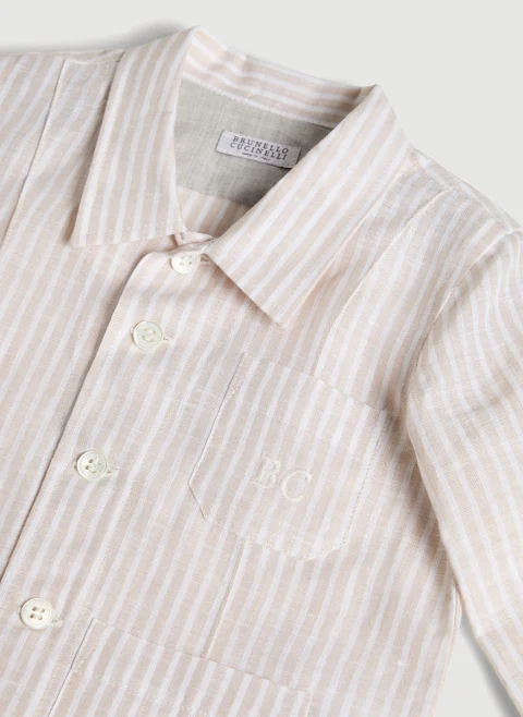 Раирана риза от лен Brunello Cucinelli Kids 12-18M — снимка 2