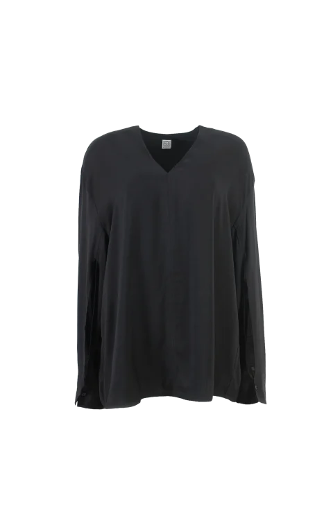 V-Necked Blouse in Black