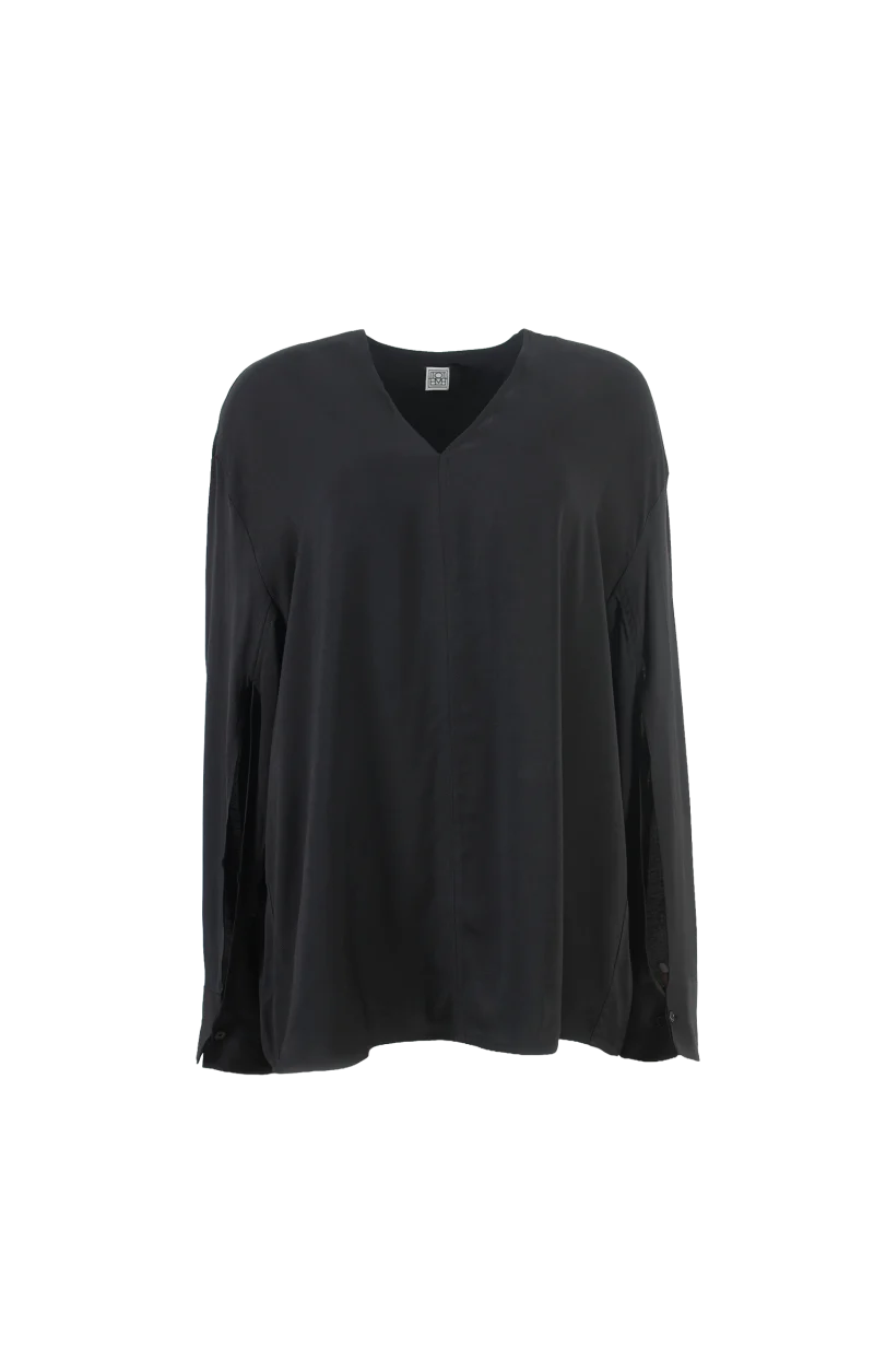 V-Necked Blouse in Black