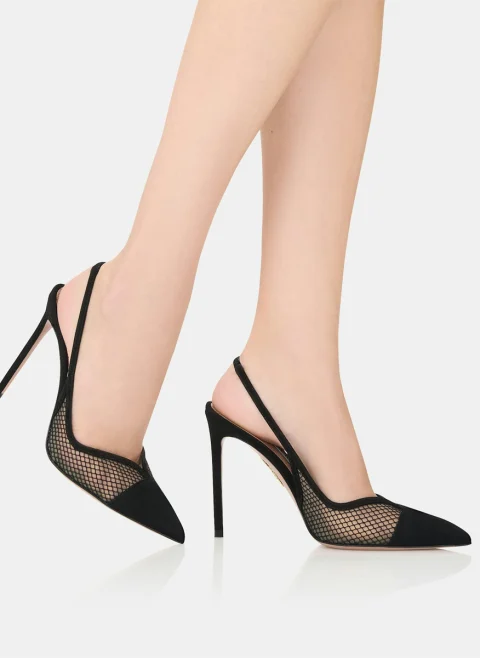 Обувки на ток от велур 'Gia' Aquazzura — снимка 6