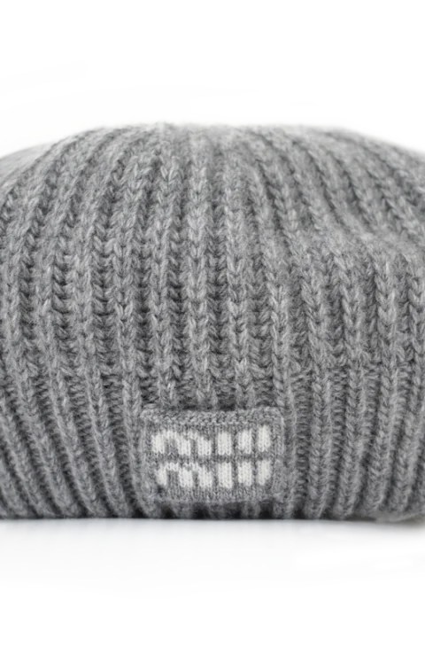 Logo-Embroidered Ribbed-Knit Beret — снимка 2
