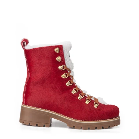 Дамски червени боти с косъм Brenda New Italia Shoes