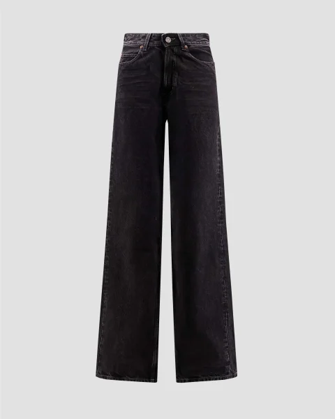 V-Waist Long Baggy Jeans in 90's French Black Denim