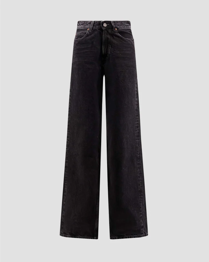 V-Waist Long Baggy Jeans in 90's French Black Denim