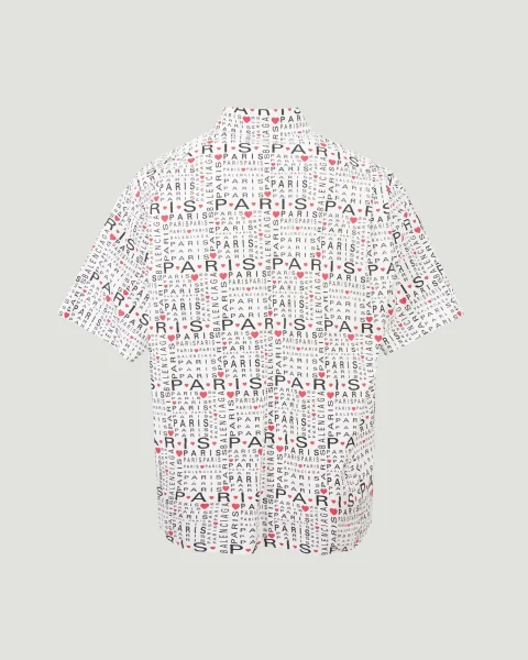 All-Over Lettering Logo Shirt in White — снимка 2