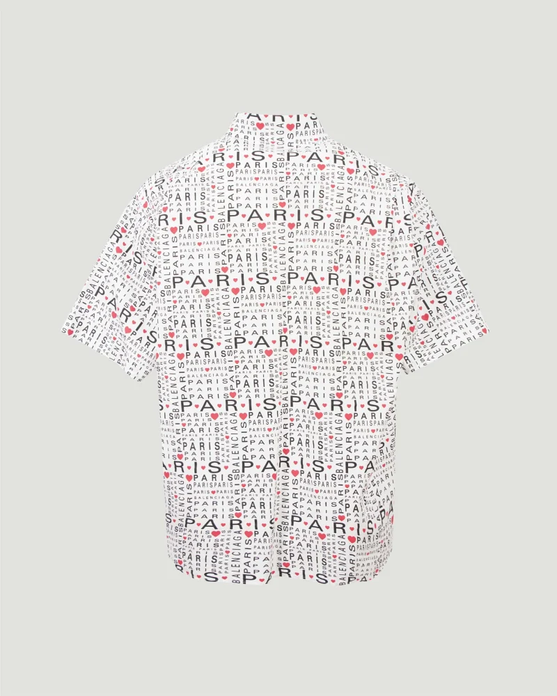 All-Over Lettering Logo Shirt in White — снимка 2