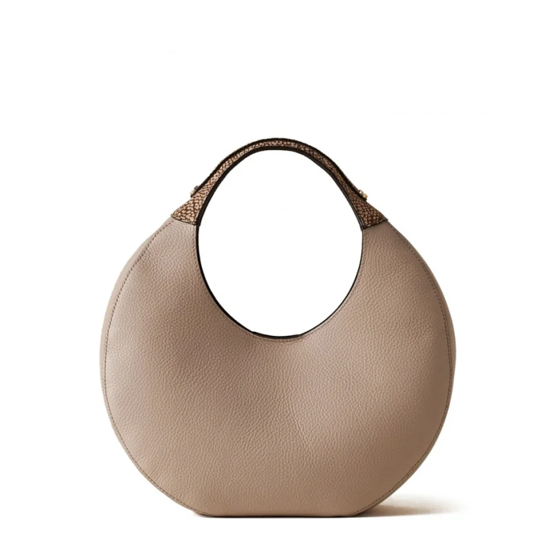 Дамска бежова чанта Full Moon Hobo Bag BORBONESE