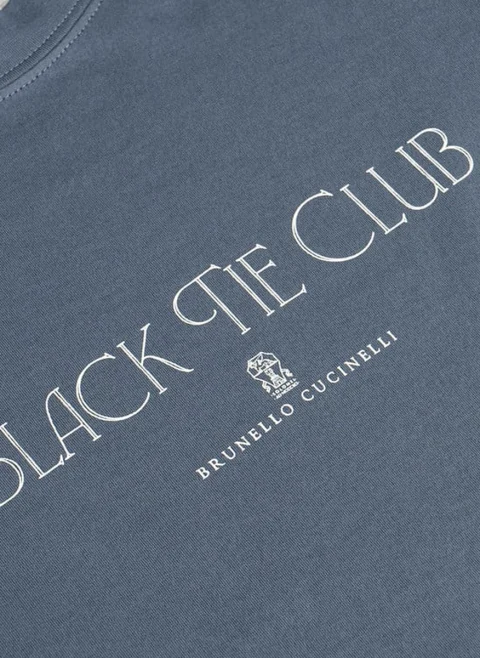 Тишърт с принт 'Black Tie Club' Brunello Cucinelli Kids 4-6 — снимка 3