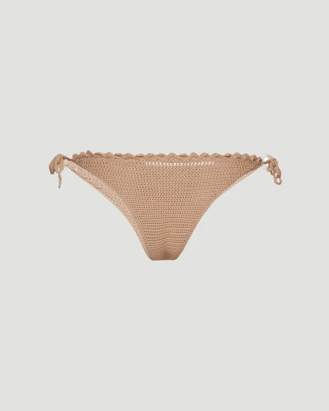 Pearl Crochet String Bottoms in Brown — снимка 4