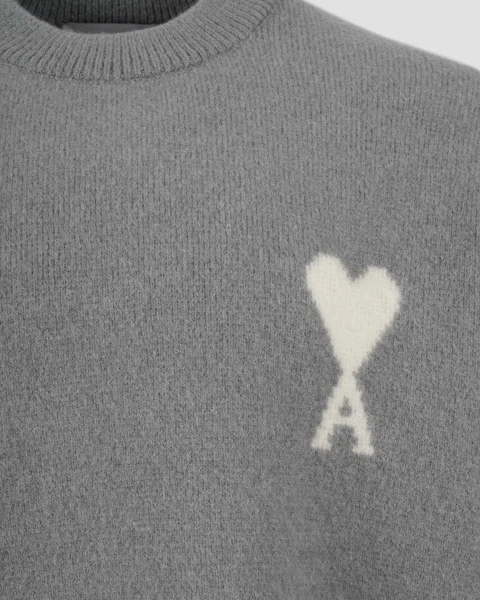 Alpaca Ami de Coeur Crewneck Sweater in Grey — снимка 2
