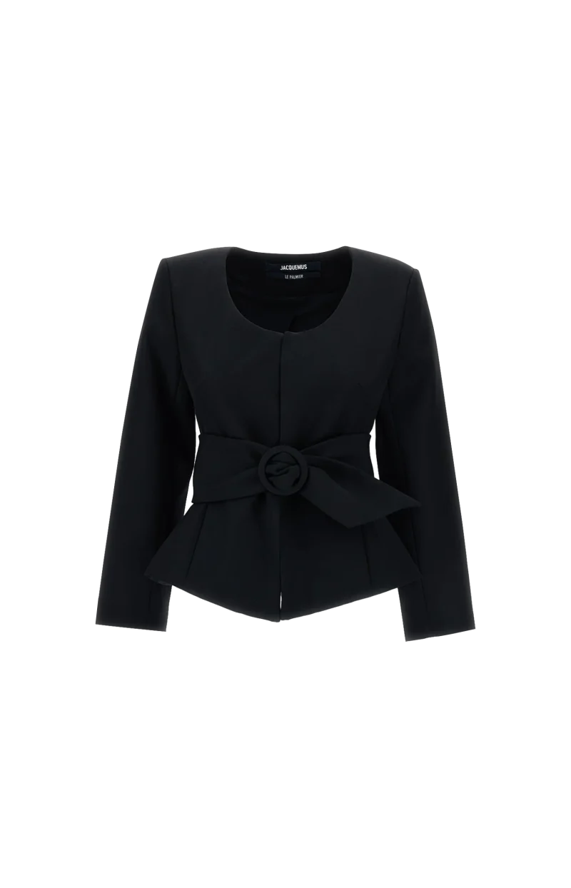 Belted Peplum Jacket in Black