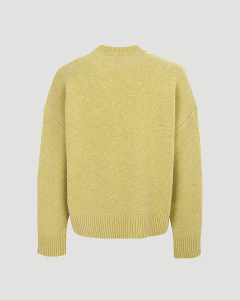 Alpaca Ami de Coeur Crewneck Sweater in Lime — снимка 3
